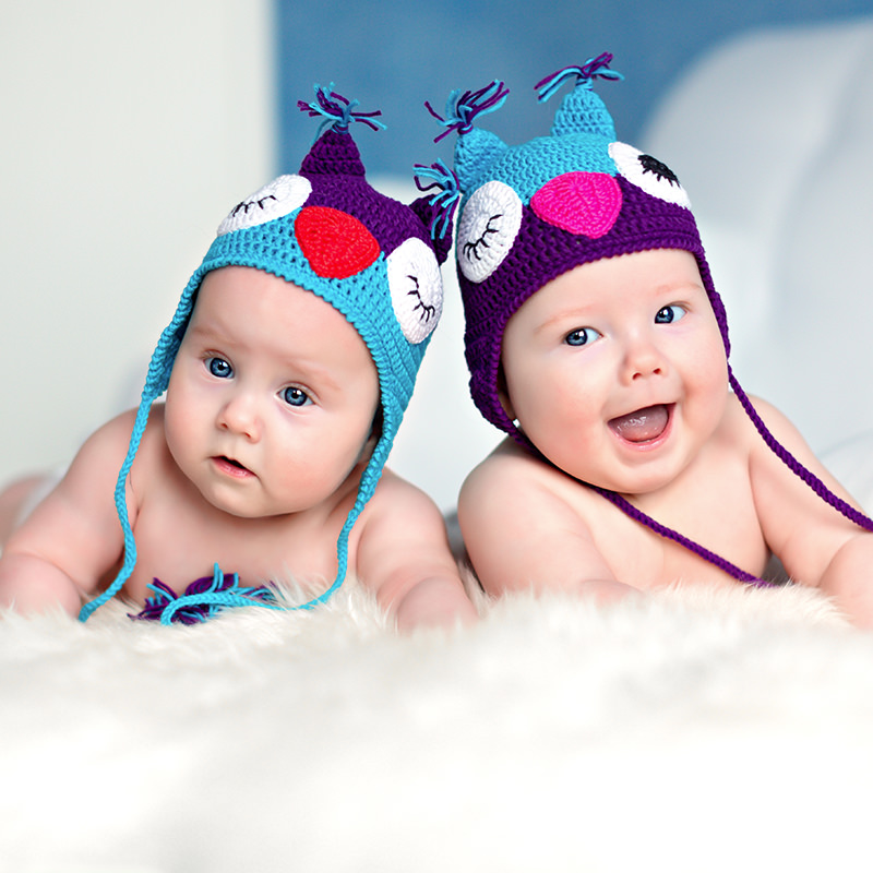 Babies with Owl Beanies 1